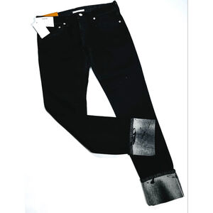 NWT Helmut Lang Unisex Jeans Straight Leg Jeans 27 Black with Gray Cuffs